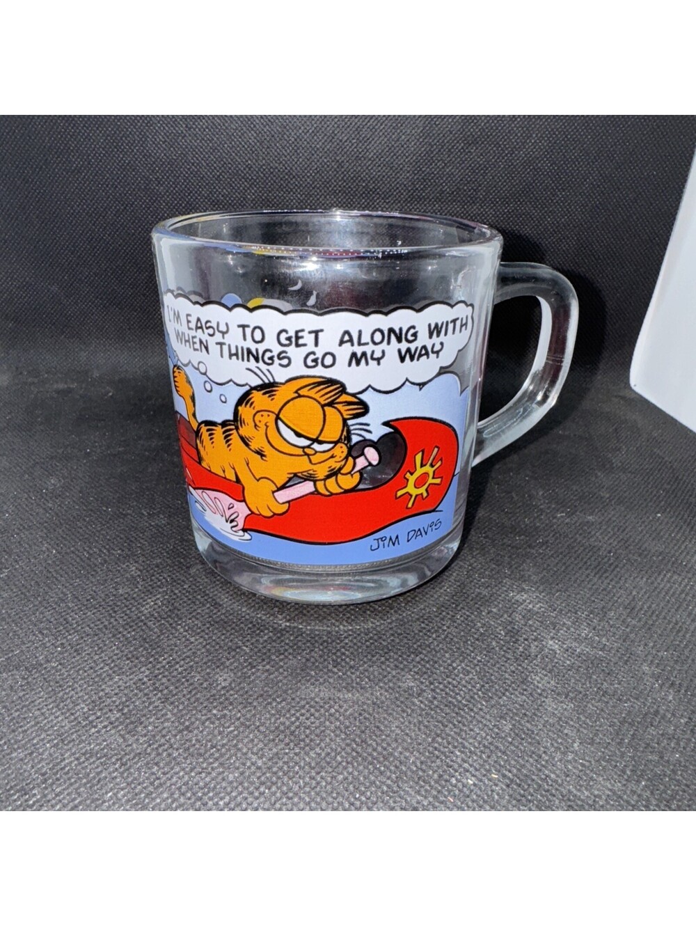 Vintage McDonalds 1978 8 oz Garfield Glass Coffee Mug I’m Easy To Get Along With